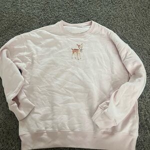 Hollister Pink Deer Embroidered Women's Sweater